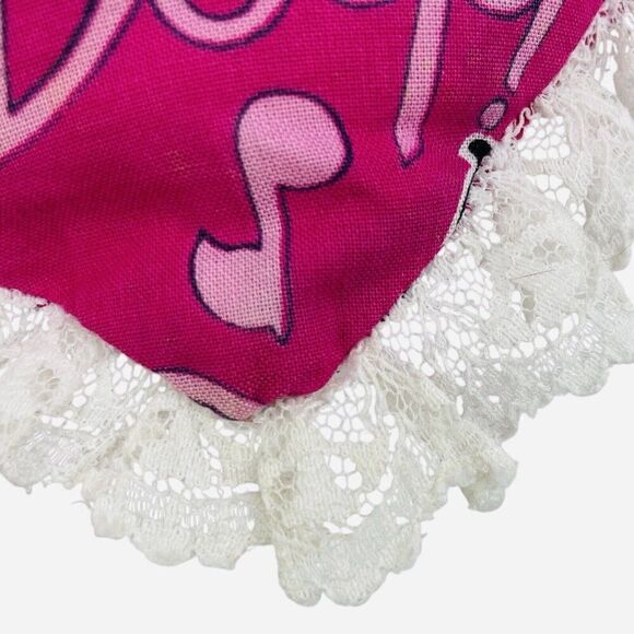 Vintage 1980s Betty Boop 15" Heart Pillow Pink Lace Handmade Doop Music Notes - Picture 11 of 14